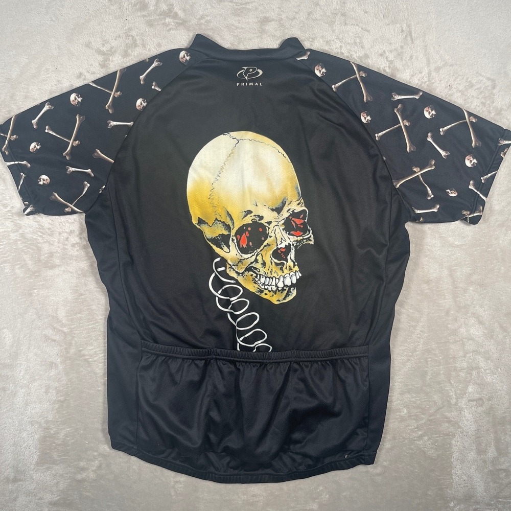 Primal Cycling Jersey Skull Bones Mens Medium Black Short Sleeve Graphic Top